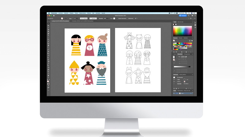 Ilustración para camisetas y estampados textiles para tienda de ropa infantil